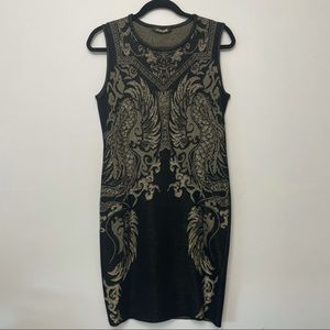 Roberto Cavalli Gold Black Knit Sleeveless Dress size 44